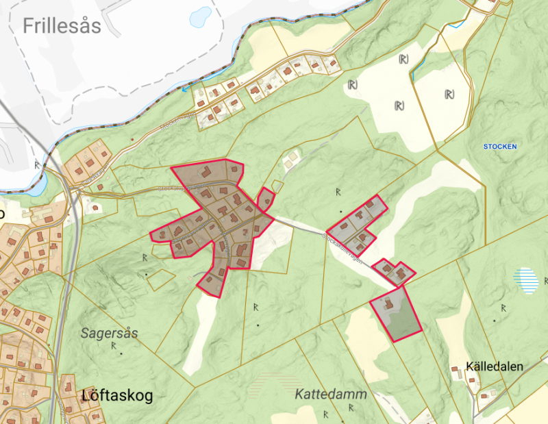 Karta med utmärkt område